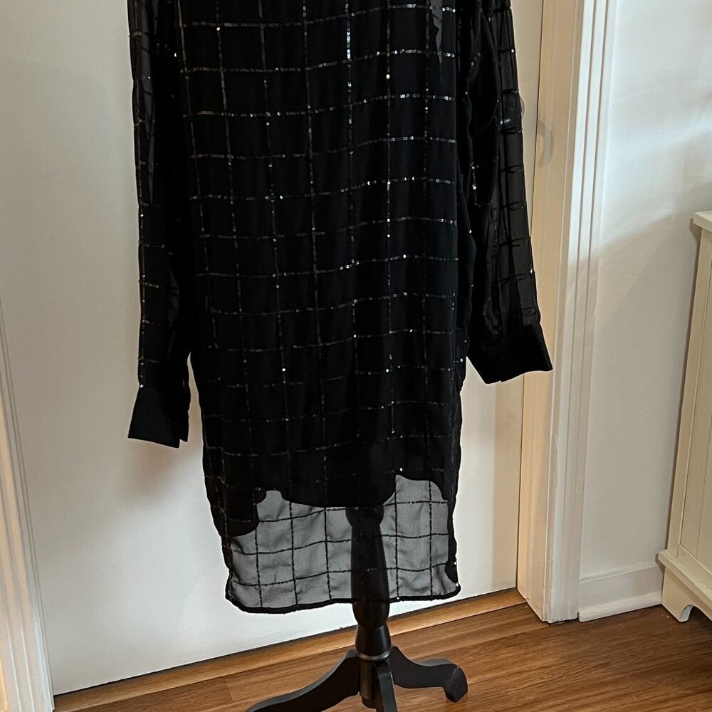 Elegant Black Sequin Midi Dress - Picture 4 of 8